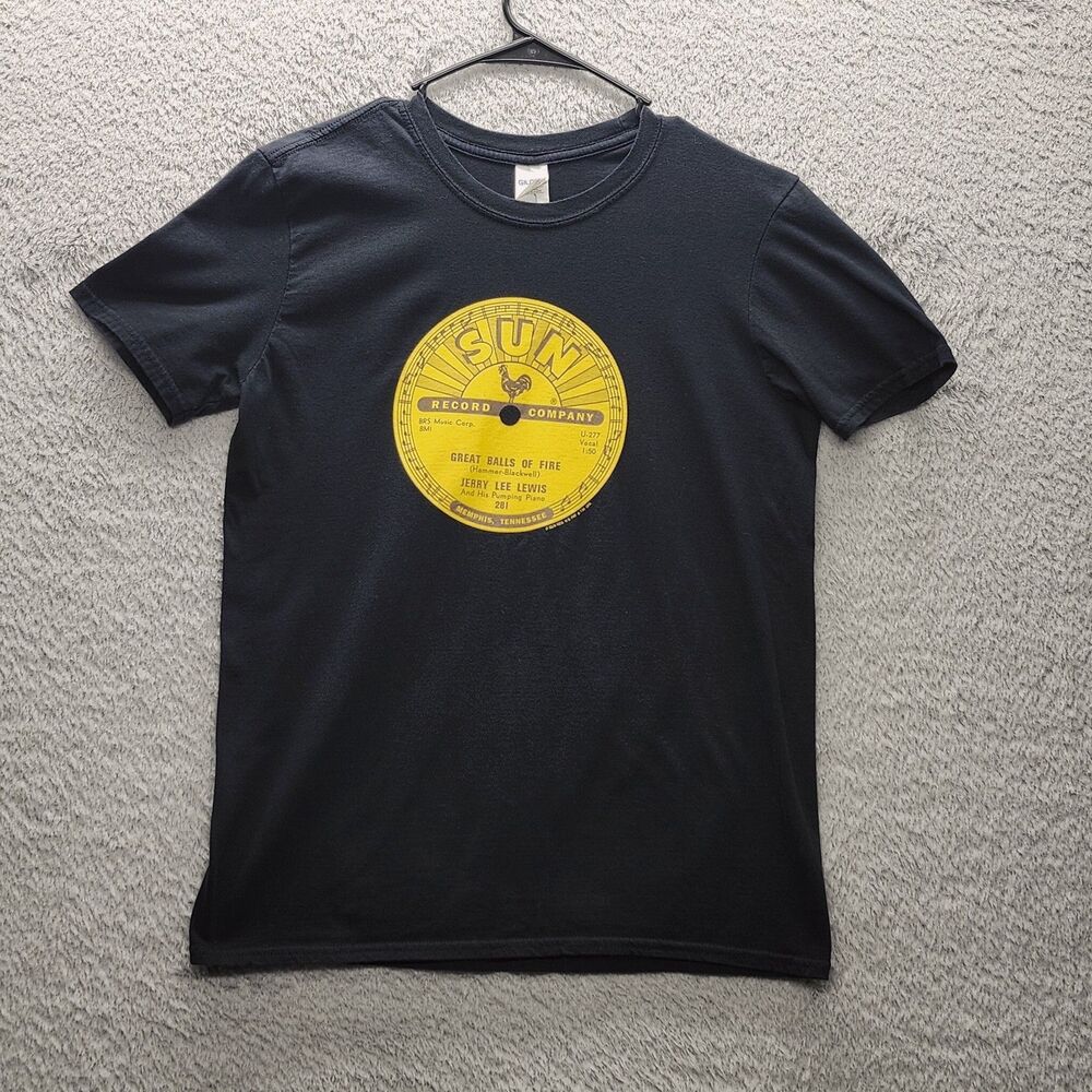 Sun Records Shirt Mens M Black Graphic Tee Jerry Lee Lewis Great Balls of Fire